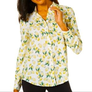 Beachlunchlounge casual lemon button down top S